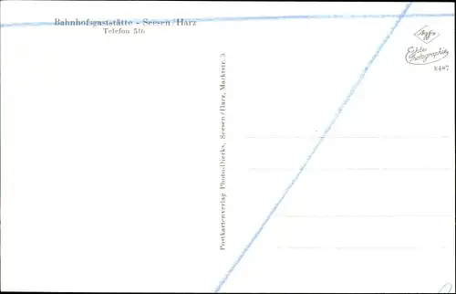 Ak Seesen am Harz, Bahnhofsgaststätte, Innenansicht