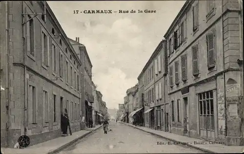 Ak Carmaux Tarn, Rue de la Gare