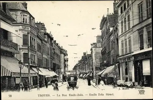 Ak Troyes Aube, Rue Emile Zola, Geschäfte