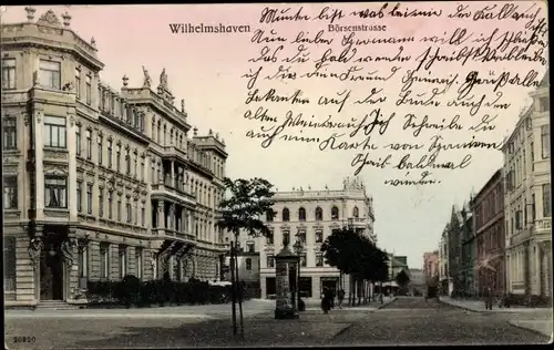 Ak Wilhelmshaven in Niedersachsen, Börsenstraße, Litfaßsäule