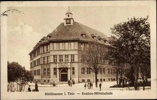 Ak Mühlhausen in Thüringen, Knaben Mittelschule