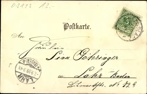 Künstler Mondschein Litho Nordseeinsel Helgoland, Totalansicht der Insel