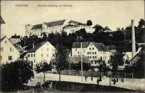 Ak Tübingen am Neckar, Schleifmühlenweg mit Schloss