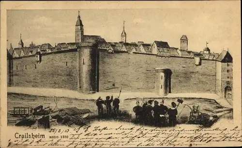 Ak Crailsheim Baden Württemberg, Stadtansicht anno 1380