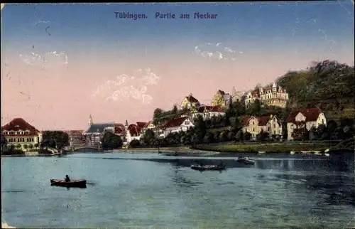 Ak Tübingen am Neckar Baden Württemberg, Partie am Neckar, Blick auf den Ort