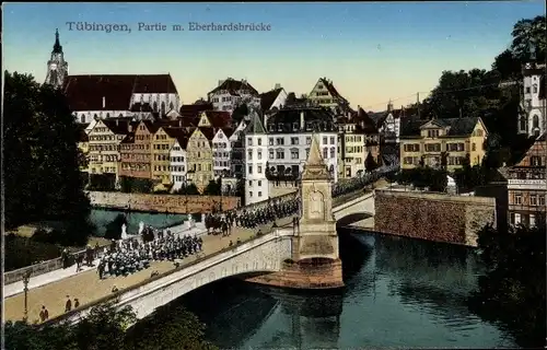 Ak Tübingen am Neckar, Partie mit Eberhardbrücke