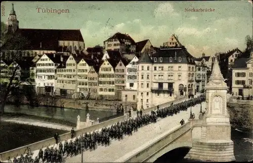 Ak Tübingen am Neckar, Partie mit Eberhardbrücke