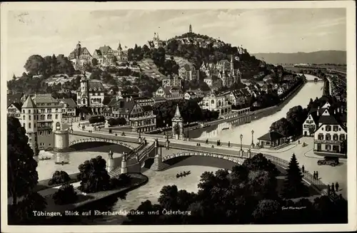 Künstler Ak Markert, Tübingen am Neckar Baden Württemberg, Blick auf Eberhardbrücke und Österberg