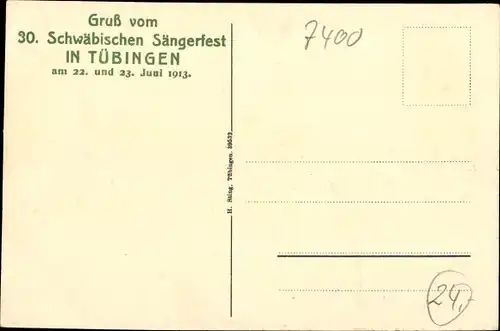 Ak Tübingen am Neckar, Liederfest im Schlosshpf 1843, 30. Schwäbisches Sängerfest 1913