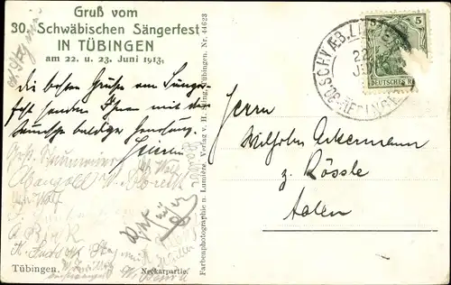 Ak Tübingen am Neckar, Platanenallee, 30. schwäbisches Sängerfest 1913