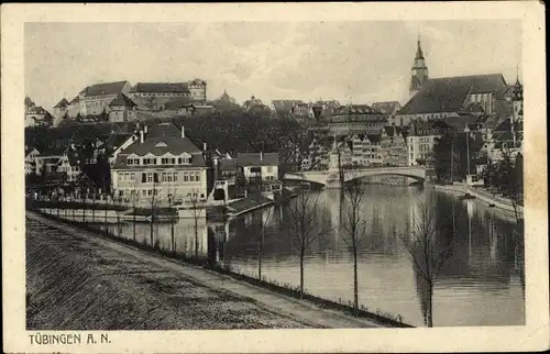 Ak Tübingen am Neckar, Teilansicht mit Neckar, Brücke, Schloss