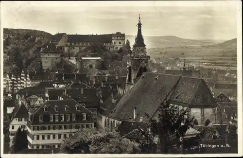 Ak Tübingen am Neckar, Teilansicht mit Schloss und Kirche