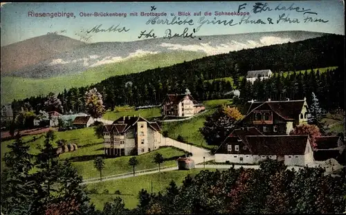 Ak Karpacz Górny Brückenberg Krummhübel Riesengebirge Schlesien, Brotbaude, Schneekoppe