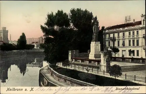 Ak Heilbronn am Neckar, Bismarckdenkmal, Neckar Hotel, Hans Völkel