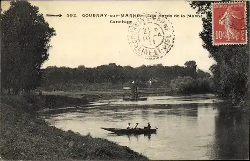 Ak Gournay sur Marne Seine Saint Denis, Bords de la Marne Canotage