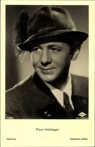 Ak Schauspieler Paul Hörbiger, Portrait, Ross 3337/1