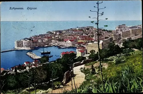 Ak Ragusa Dubrovnik Kroatien, Totalansicht der Ortschaft