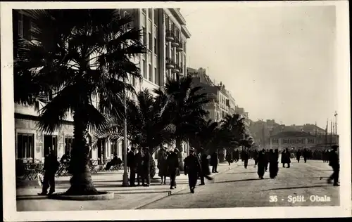 Ak Split Kroatien, Obala, Palmen, Straßenpartie