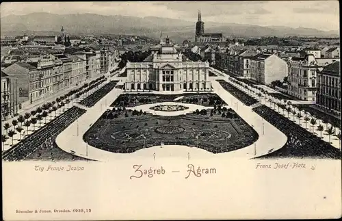 Ak Agram Zagreb Kroatien, Franz Josef Platz