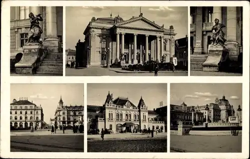 Ak Nagyvarad Oradea Rumänien, Stadtansichten, Rathaus, Platz, Denkmal