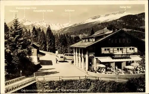 Ak Riezlern Mittelberg Vorarlberg, Grenzgasthof Walserschanz, Inh. Kurt u. Sophie Bucher, Hoher Ifen