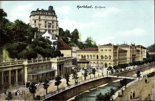 Ak Karlovy Vary Karlsbad Stadt, Kurhaus, Zieher 5206