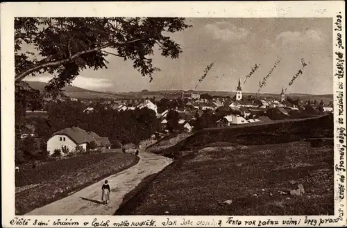 Ak Nové Město na Moravě Neustadtl Region Hochland, Blick auf den Ort