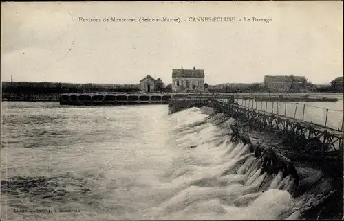 Ak Cannes Ecluse Seine et Marne, Le Barrage, Wehr