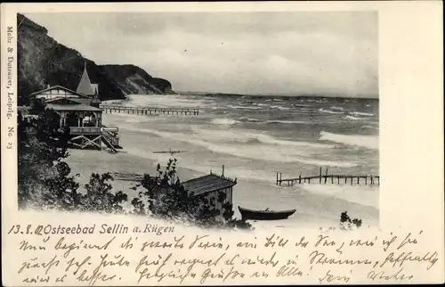 Ak Ostseebad Sellin auf Rügen, Strandblick