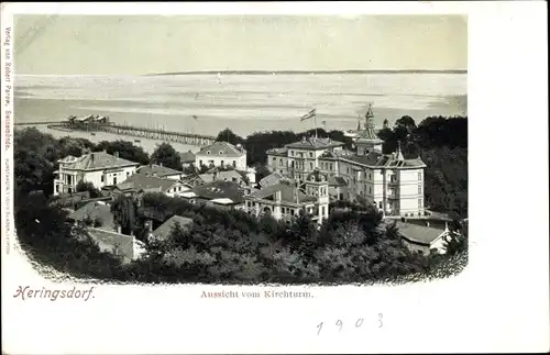 Ak Ostseebad Heringsdorf auf Usedom, Aussicht vom Kirchturm