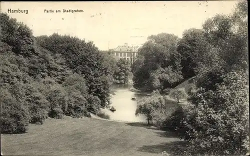 Ak Hamburg Altstadt, Blick auf den Stadtgraben