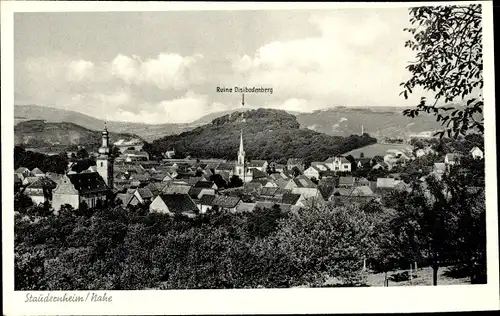 Ak Staudernheim in Rheinland Pfalz, Totale mit Ruine