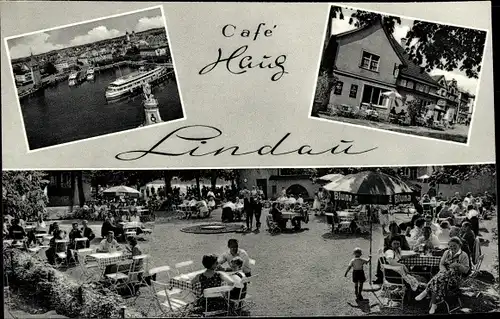 Ak Lindau am Bodensee Schwaben, Café Haus, Terrassenpartie