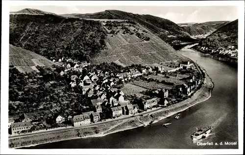 Ak Oberfell an der Mosel, Fliegeraufnahme vom Ort