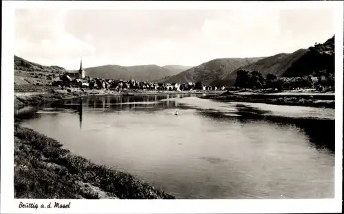 Ak Bruttig Fankel an der Mosel, Ort vom Ufer gesehen