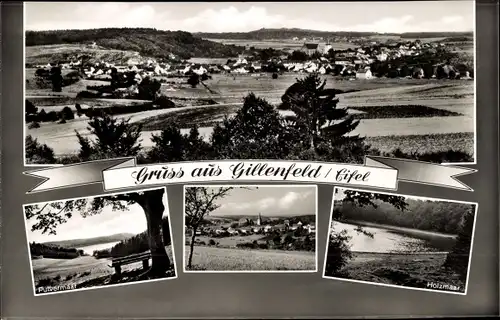 Ak Gillenfeld in der Eifel, Pulvermaar, Holzmaar, Gesamtansicht