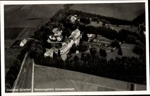 Ak Clausthal Zellerfeld im Oberharz, Genesungsheim Schwarzenbach, Fliegeraufnahme