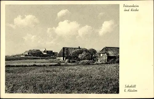 Ak Schobüll Husum in Nordfriesland, Friesenheim und Kirche