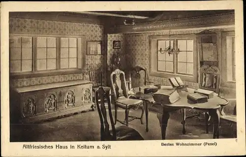 Ak Keitum auf Sylt, Altfriesisches Haus, Wohnzimmer, Pesel