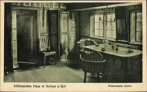 Ak Keitum auf Sylt, Altfriesisches Haus, Wohnzimmer, Koev