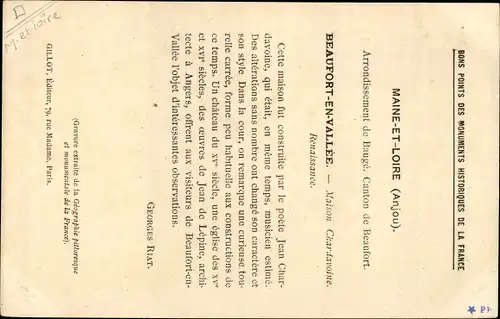 Ak Beaufort en Vallee Beaufort en Anjou Maine et Loire, Maison Chardavoine
