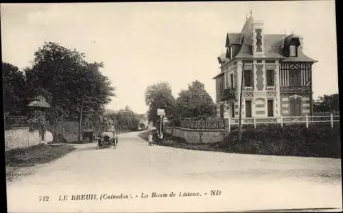 Ak Le Breuil Calvados, La Route de Lisieux