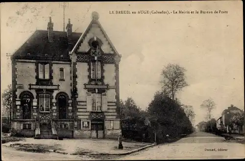 Ak Le Breuil en Auge Calvados, La Mairie, Bureau de Poste