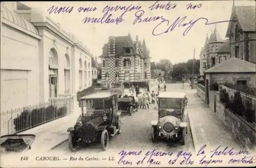 Ak Cabourg Calvados, Rue du Casino, Automobiles