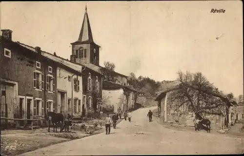 Ak Réville aux Bois Lothringen Meuse, Eglise, Straßenpartie, deutsche Soldaten, I. WK