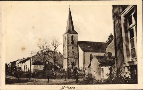Ak Moussey Mulsach Lothringen Moselle, Teilansicht mit Kirche