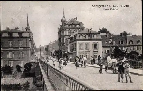 Ak Sarreguemines Saargemünd Lothringen Moselle, Neu Brücke, Cafe