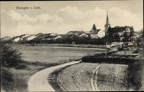 Ak Réchicourt le Château Rixingen Lothringen Moselle, Totalansicht der Ortschaft