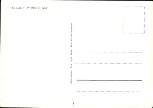 Ak Doppelschrauben Motorschiff Monte Olivia, HSDG