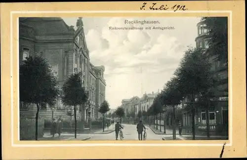 Ak Recklinghausen im Ruhrgebiet, Reitzensteinstraße mit Amtsgericht